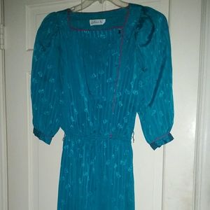 Liz Robert Teal Blue 3/4 Sleeve Dress Size 12